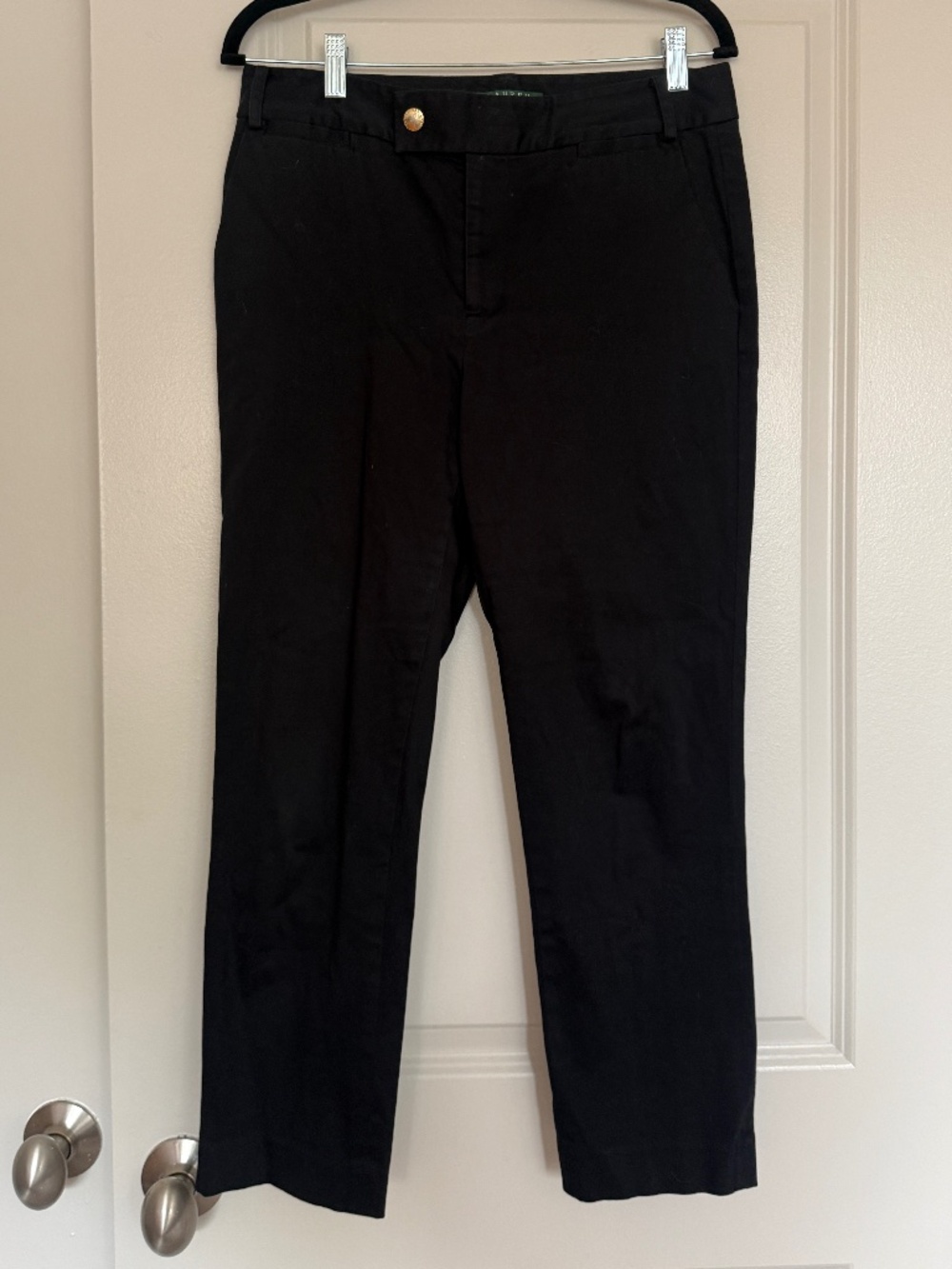 Lauren Ralph Lauren Black Dress Pants Size 8 Gold Button Tailored Trousers